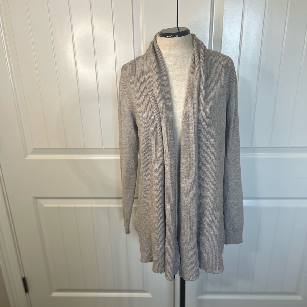Cyrus Cardigan. Beige Color. Size Medium. Transitional. Wardrobe Staple.